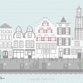 Behang met stad en rivier, kinderbehang, Perron 11.