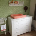 Behang, kinderbehang met groene patroon op muur.