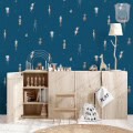 Kinderbehang met zeedieren en schelpen, behang, kinderbehang.