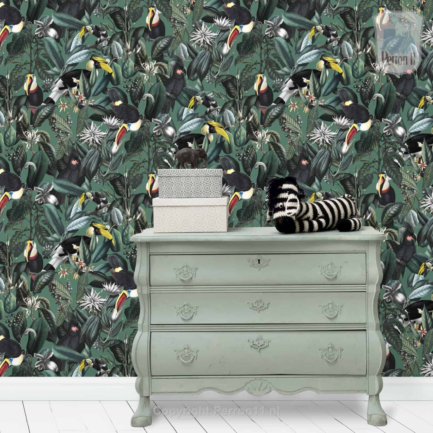 kinderbehang jungle dieren in de babykamer