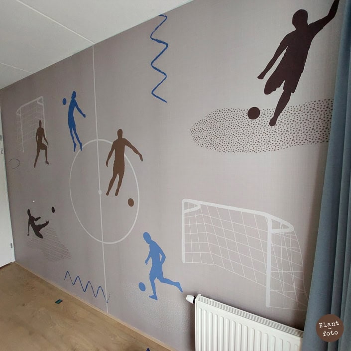 Kinderkamer muurdecoratie met sportfiguren Behang, kinderbehang met sportfiguren voor kinderkamer.