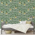 Behang met vogels en planten, kinderbehang voor kinderkamer.
