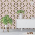 Behang met kinderbehang met olifanten en bladeren, kinderkamer decor.