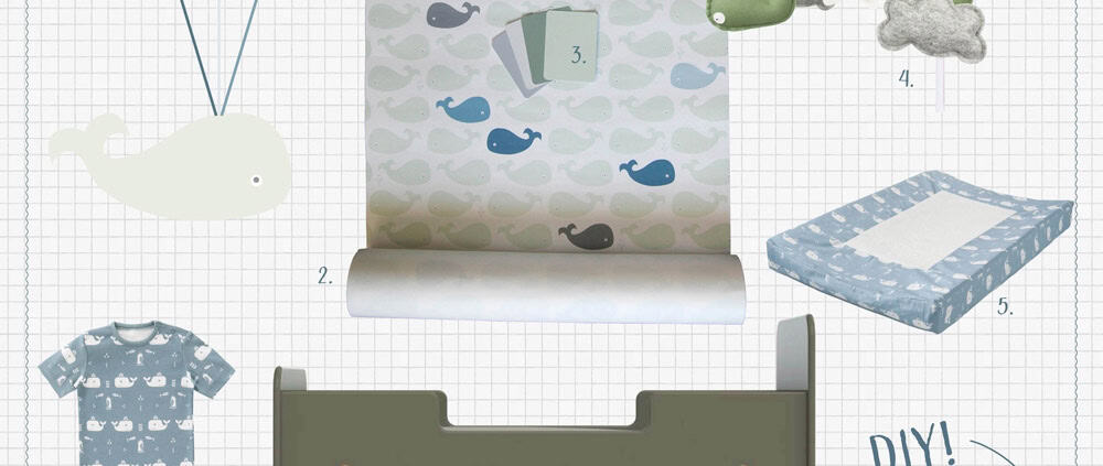 Behang en kinderbehang met walvisjes en zeeleven voor kinderkamer.