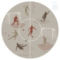 Behang, kinderbehang met voetbalfoto's en sporters.