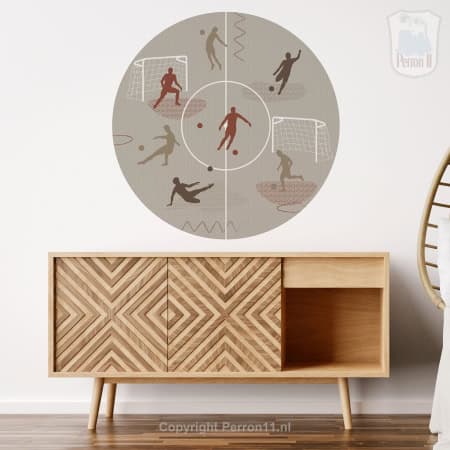 Behang, kinderbehang met voetbalfoto's en sportactiviteiten.