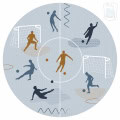 Behang met kinderbehang met voetbalfoto's en sportelementen.