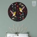 Behang met twee kleurrijke kolibries en bloemen, kinderbehang.