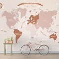 Kinderbehang met wereldkaart en fiets, behang, kinderbehang.