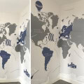 Behang, kinderbehang wereldkaart met schepen en luchtballon.