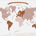 Wereldkaart met Noord-Europa en Noord-Amerika in bruin behang, kinderbehang.