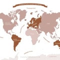 Wereldkaart met Noormale en Zuid-Amerika in bruin behang, kinderbehang.