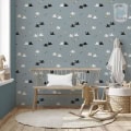 Behang met zwanen, kinderbehang voor baby of kinderkamer.